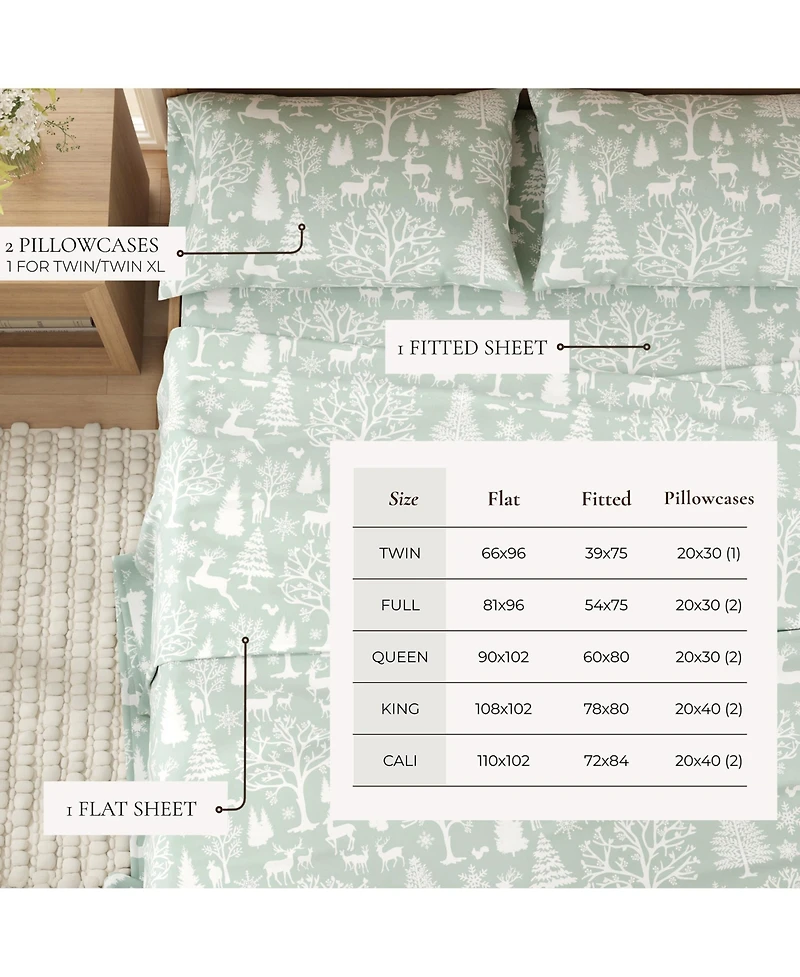 Linery & Co. Ultra-Soft Turkish Cotton Flannel Lodge Print Sheet Set