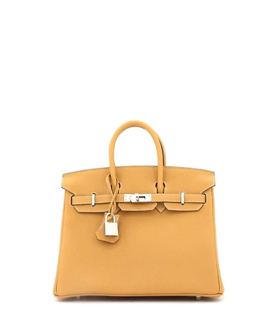 Pre-Owned Hermes Birkin 25 Handbag Brown Togo with Palladium Hardware