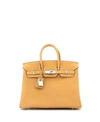 Pre-Owned Hermes Birkin 25 Handbag Brown Togo with Palladium Hardware