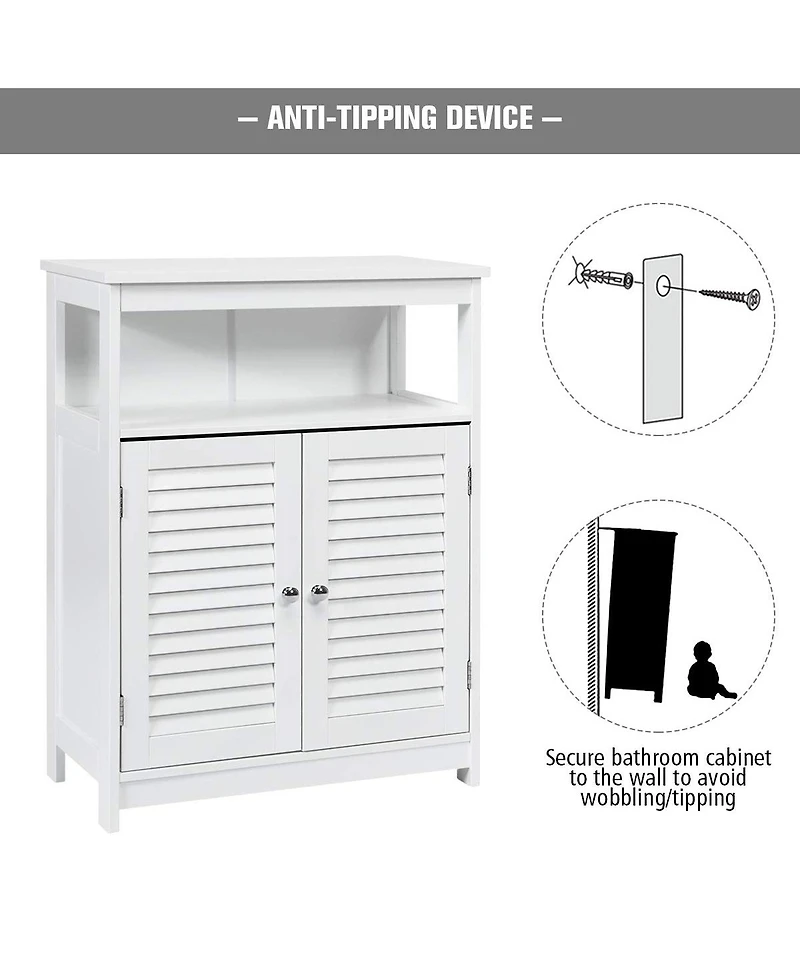 Wood Freestanding Bathroom Storage Cabinet with Double Shutter Door