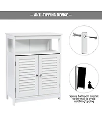 Wood Freestanding Bathroom Storage Cabinet with Double Shutter Door