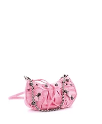 Pre-Owned Balenciaga Mini Le Cagole Giant Studs Shoulder Bag Bb Monogram Denim