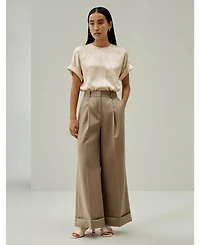 Lilysilk Women's Print Pearl Satin Silk T-Shirt Top