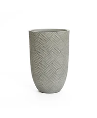LuxenHome Gray Glen Pattern 22.4-Inch Tall MgO Round Planter