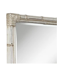 Takeo Rectangular Vanity Decorative Wall Mirror Modern Rustic Style Distressed Silver Faux Bamboo Frame Beveled 31" Wide for Bathroom Bedroom Liv