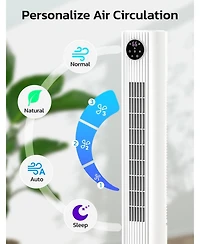 Cowsar Tower Fan for Bedroom, 90° Oscillating Fan with 12H Timer, 37”Standing Fans with Remote, Bladeless Fan with 4 Modes & 3 Speeds