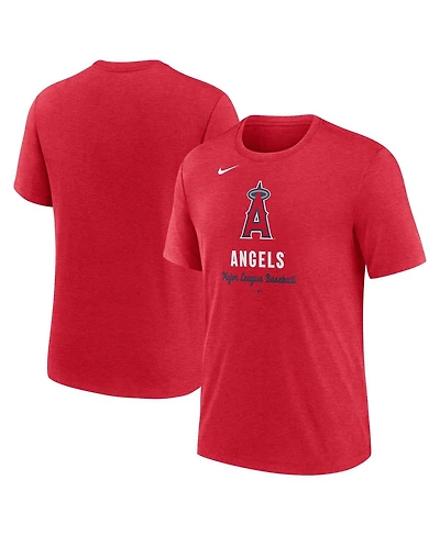 Nike Men's Heather Red Los Angeles Angels Logo Tri-Blend T-Shirt
