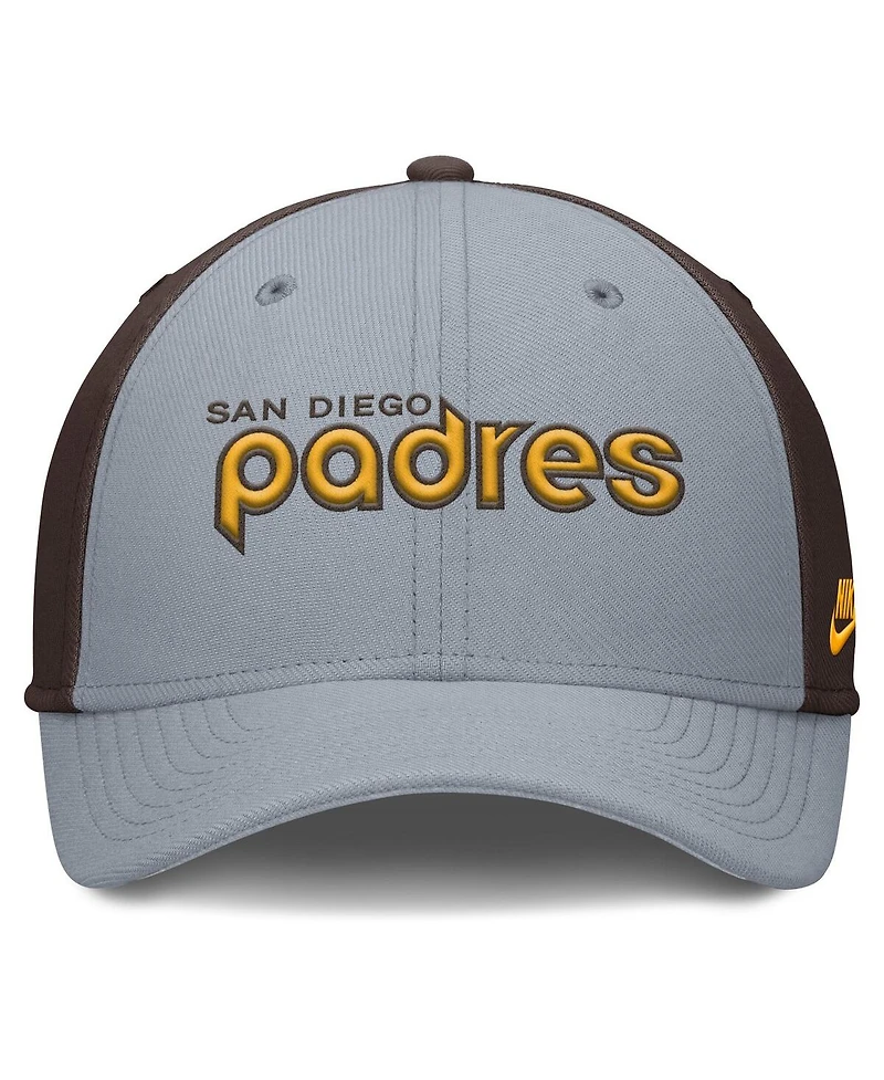 Nike Men's Gray/Brown San Diego Padres Rise Swoosh Performance Flex Hat