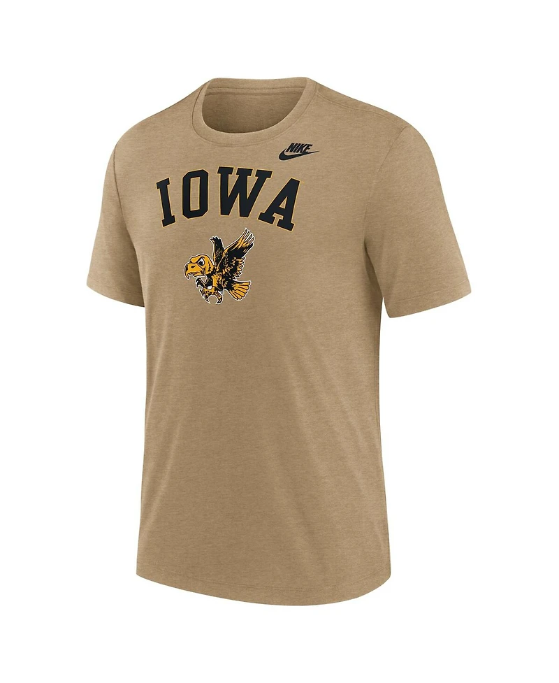 Nike Men's Heather Light Brown Iowa Hawkeyes Legacy Arch Tri-Blend T-Shirt