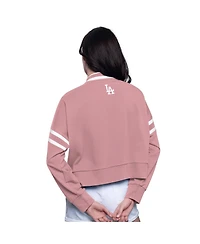 Starter Women's Pink Los Angeles Dodgers Power Play Cropped Pullover Sweatshirt