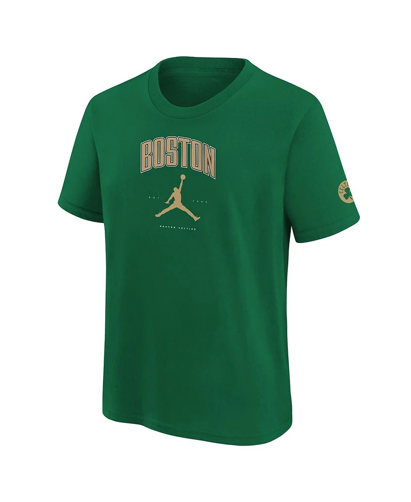 Jordan Big Boys and Girls Kelly Green Boston Celtics Essential Cities T-Shirt