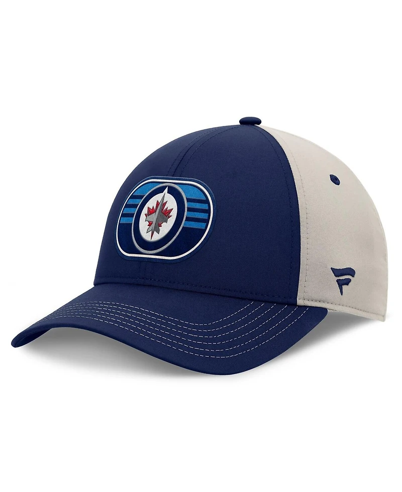 Fanatics Men's Navy/Gray Winnipeg Jets 2025 Stanley Cup Playoffs Locker Room Trucker Adjustable Hat