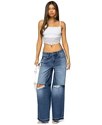 Edikted Women's Xenia Distressed Low Rise Jeans