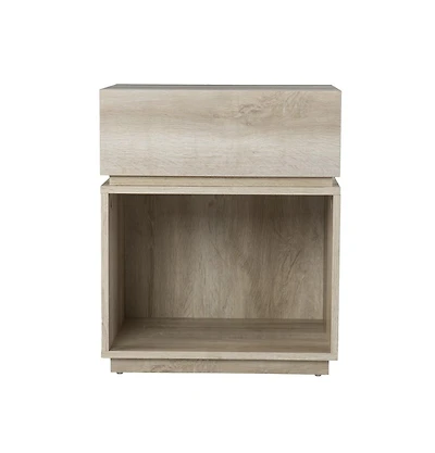 Wood Rectangular End Table with Drawer and Shelf for Living Room or Bedroom