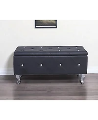 Rectangular Faux Leather Ottoman Bench with Lift-Top Storage