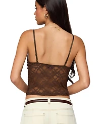 Edikted Womens Sheer Lace Cut Out Tank Top