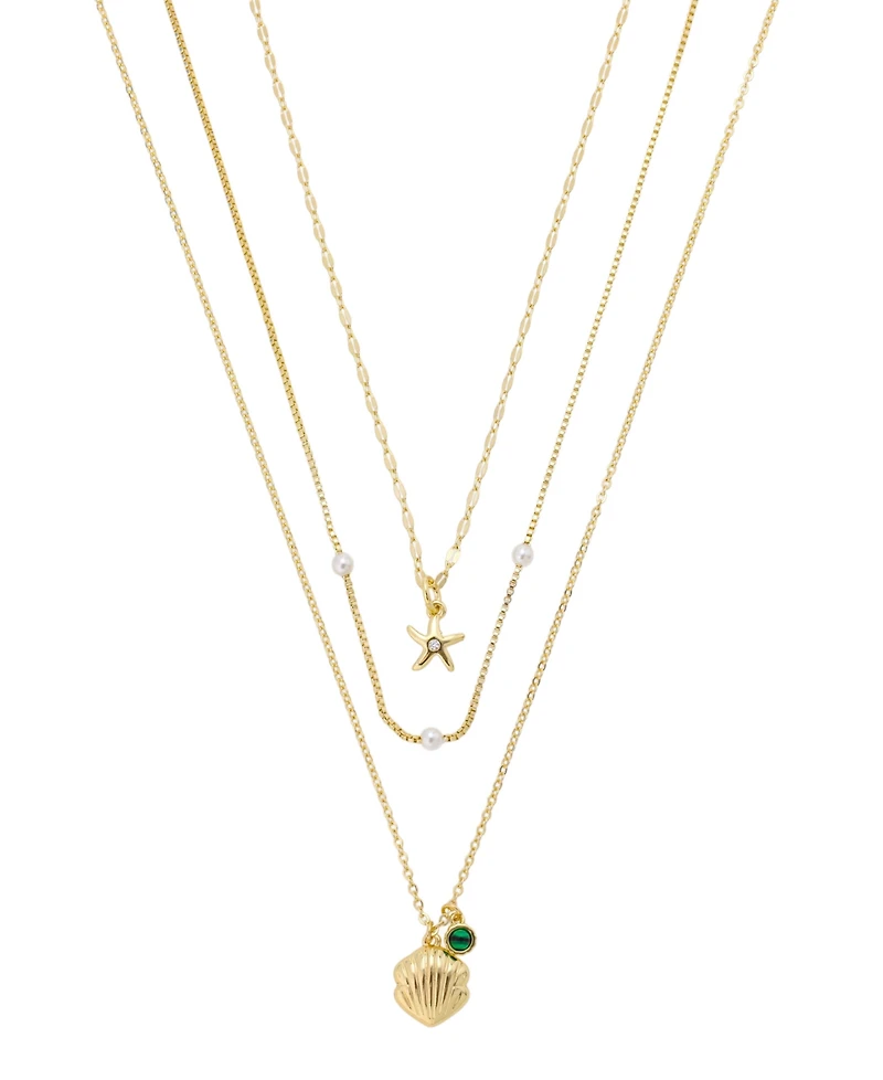 Unwritten Cubic Zirconia Sea Life Pendant Layered Necklace Set