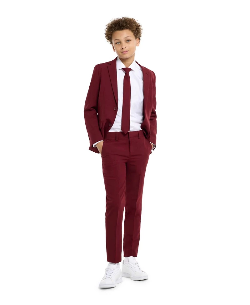 OppoSuits Big Boys Blazing Solid Color Suit, 3-Piece Set Including Blazer, Pants and Clip-On-Tie