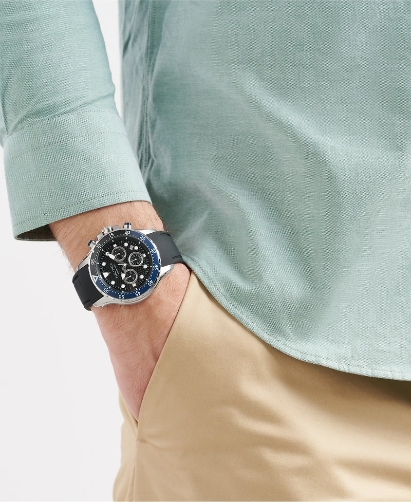 Nautica Men's Chronograph Black Silicone Watch Set, 44mm