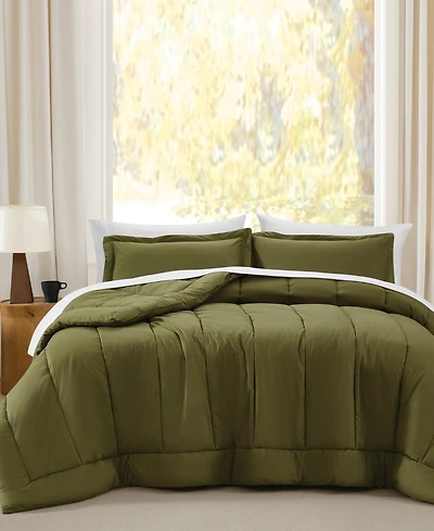 Brooklyn Loom Oversized Cotton Percale 3-Pc. Comforter Set, Full/Queen