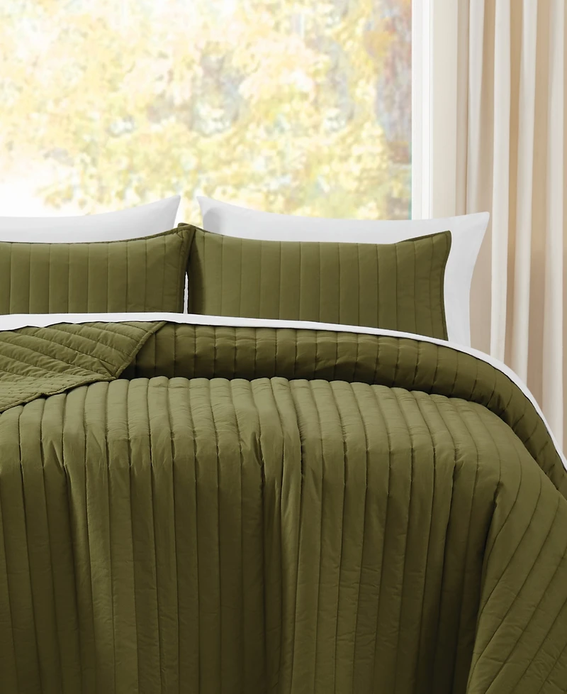 Brooklyn Loom Oversized Cotton Percale 3-Pc. Quilt Set, King