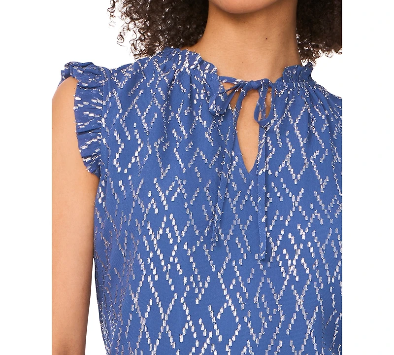 Parker Women's The Jenna Metallic-Pattern Tie-Neck Top