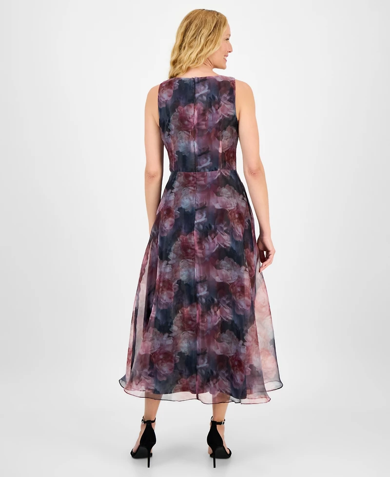 julia jordan Women's Printed V-Neck Sleeveless Gown
