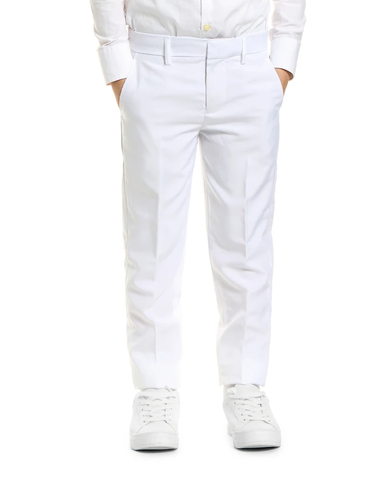 OppoSuits Boys White Knight Solid Suit Including Blazer, Pants and Clip-On-Tie
