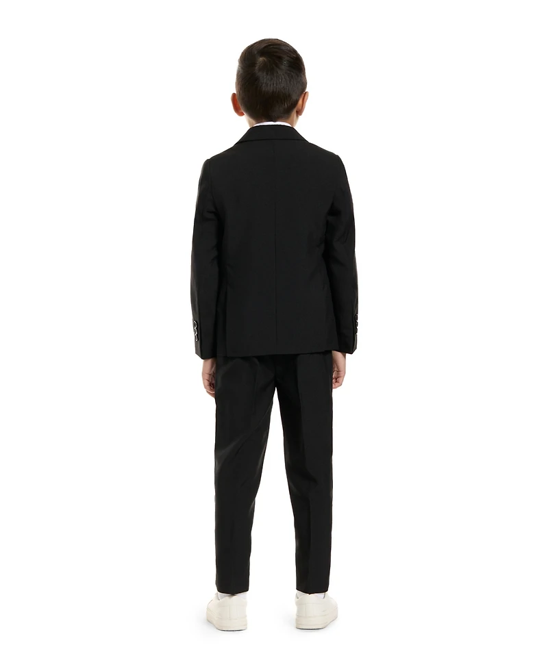 OppoSuits Boys Black Knight Slim Fit Solid Suit Including Blazer, Pants and Clip-On-Tie