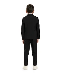 OppoSuits Boys Black Knight Slim Fit Solid Suit Including Blazer, Pants and Clip-On-Tie
