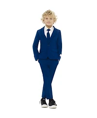 OppoSuits Boys Navy Royale Solid Slim Fit Suit Including Blazer, Pants and Clip-On-Tie