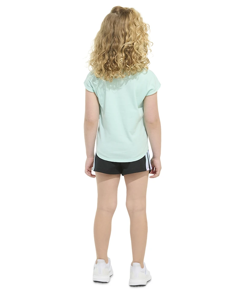 adidas Toddler and Little Girls 2-Piece Short Sleeve Graphic T-Shirt Mesh Set