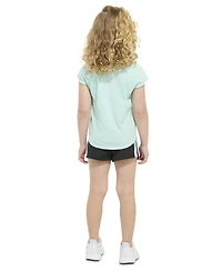 adidas Toddler and Little Girls 2-Piece Short Sleeve Graphic T-Shirt Mesh Set