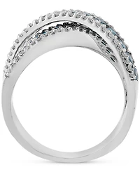Effy Blue & White Diamond Crossover Statement Ring (1-1/5 ct. t.w.) in 14k White Gold