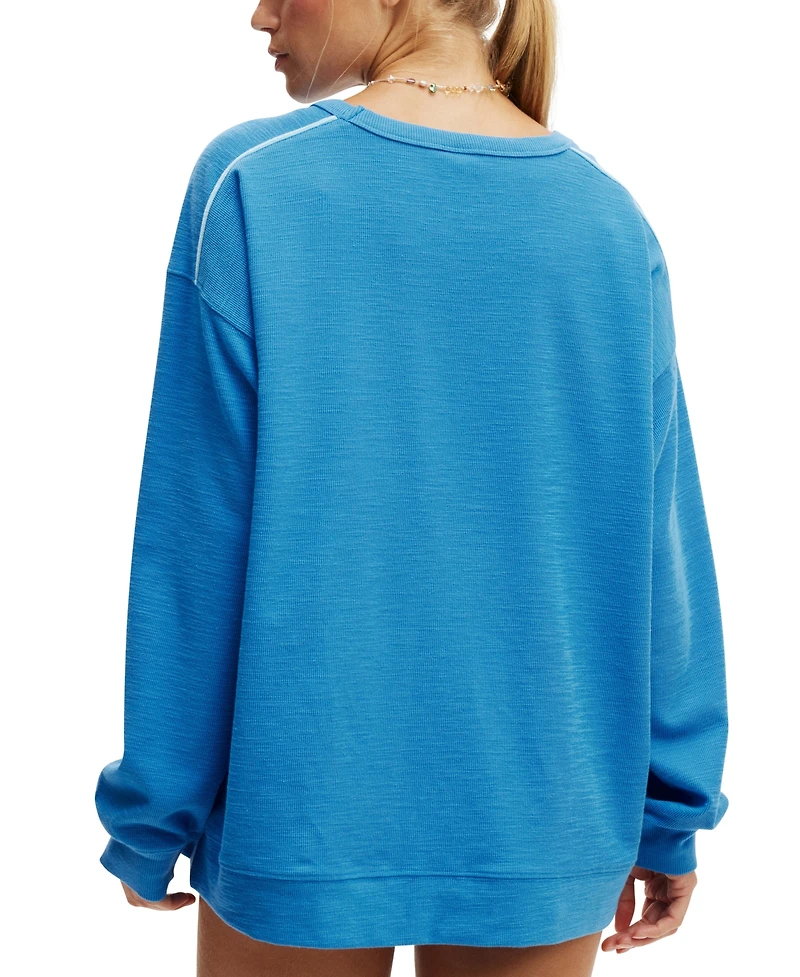 Cotton On Women's Long-Sleeve Ribbed Beach Top