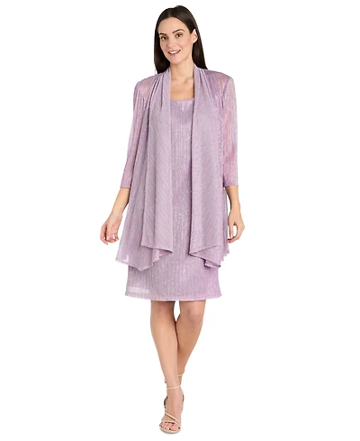 R & M Richards Women's Metallic Crinkle 2-Pc. Dress
