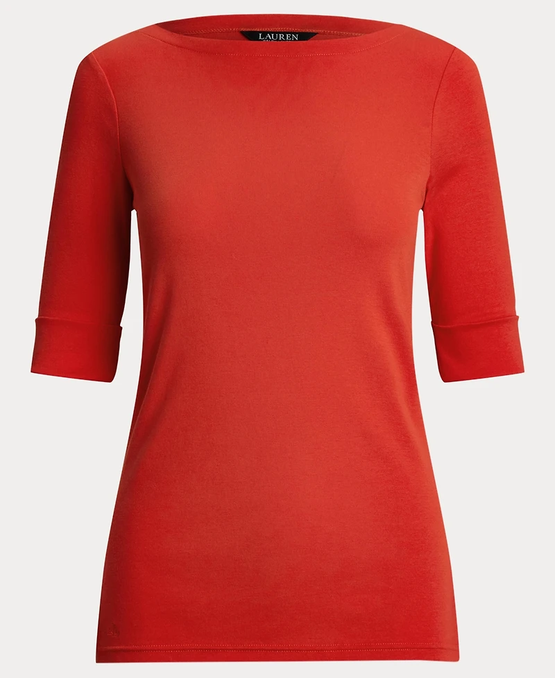 Lauren Ralph Stretch Cotton Boatneck T-Shirt