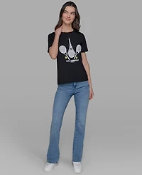 Karl Lagerfeld Paris Petite Tennis Racquet Crewneck Tee