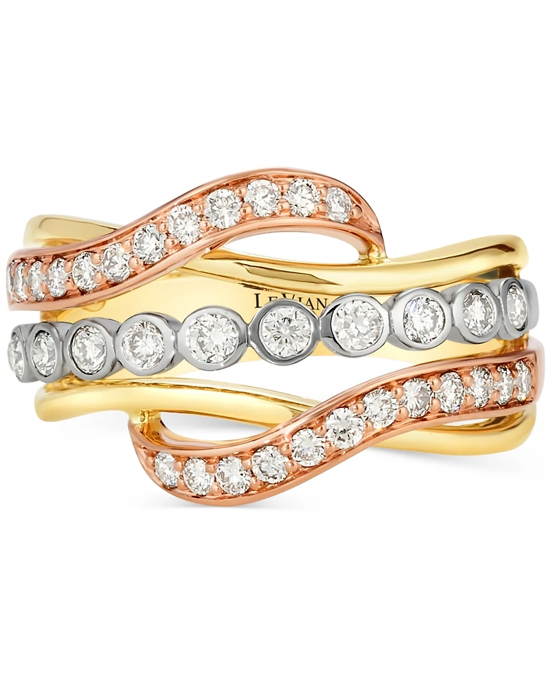 Le Vian Nude Diamond Multirow Crossover Ring (3/4 ct. t.w.) in 14k Tricolor Gold