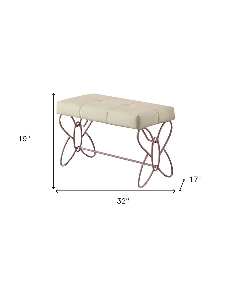 Tufted Faux Leather Upholstered Bench for Entryway, Bedroom, or Living Room