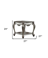 Rustic Solid Wood Side Table with Lower Display Shelf