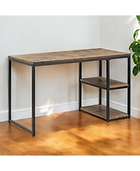 50" Brown and Black Solid Wood Writing Desk