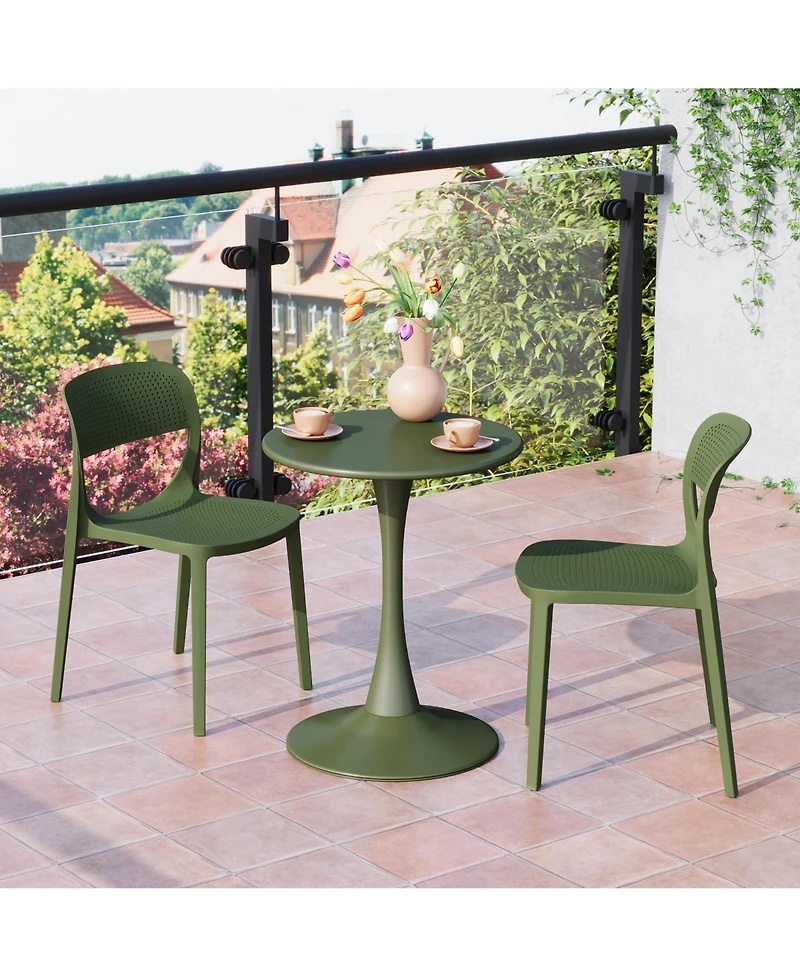 Modern Stackable Plastic Resin Patio Dining Side Chair (Set of 2)