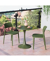Modern Stackable Plastic Resin Patio Dining Side Chair (Set of 2)