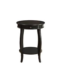 Functional Solid Wood Round End Table with Drawer and Shelf for Storage