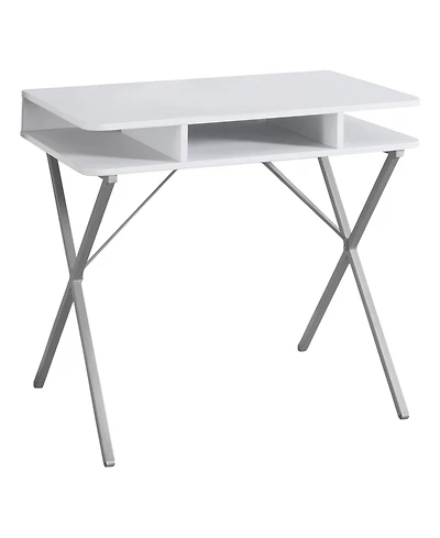 Modern Computer Desk with Sleek Metal Frame and Wood Top