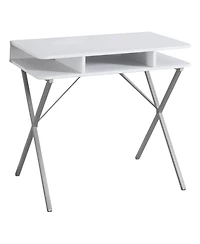 Modern Computer Desk with Sleek Metal Frame and Wood Top