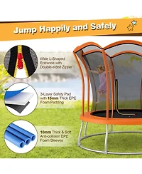 8 Feet Outdoor Unique Flower Shape Trampoline with Enclosure Net