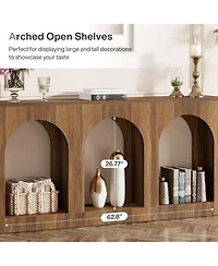 Tribesigns 70.9" White Console Table with Storage, Wood Entryway Entry 3 Arched Shelves, Behind Couch Sofa, Narrow Long