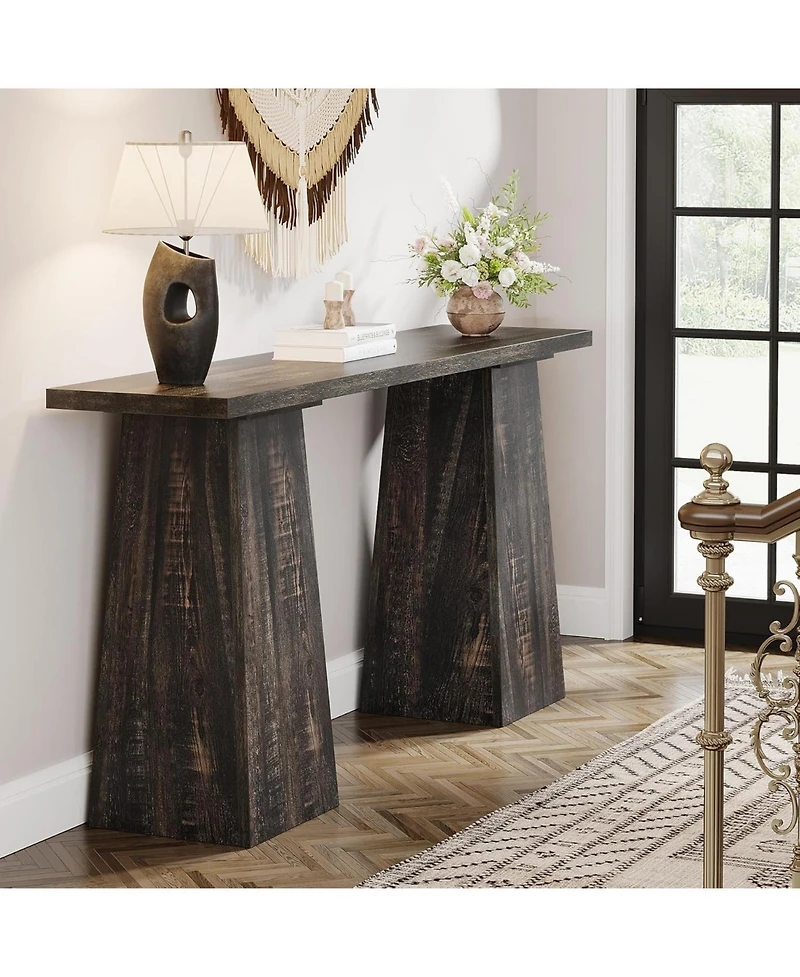 Tribesigns Rustic Console Table Wood Entryway Table for Living Room, 63 inch Narrow Sofa Table Farmhouse Vintage Couch Table Retro Hallway Accent Tabl
